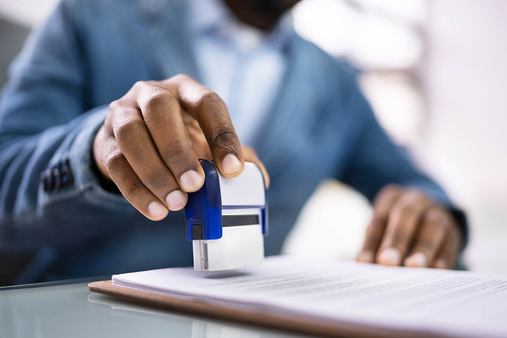 Public Notary Contract Document Stamp In Office