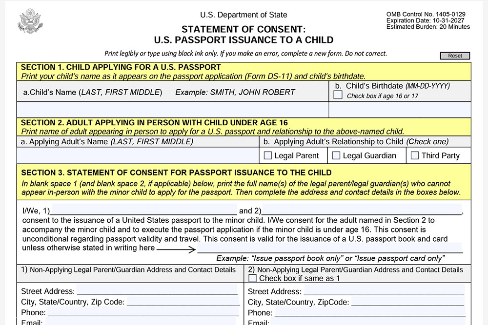 ds 3053 us passport form sample