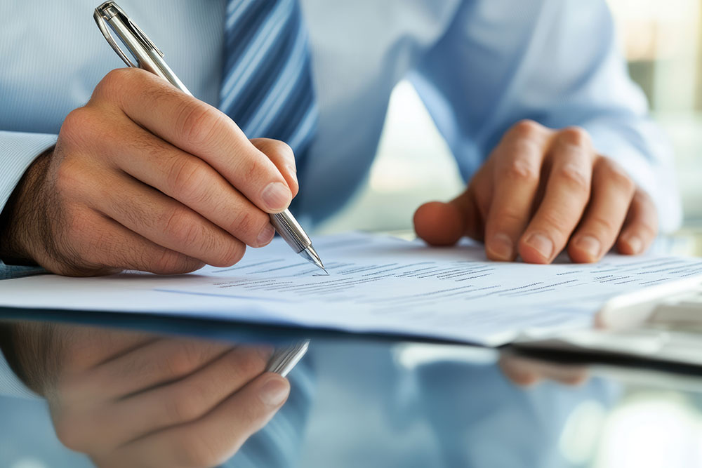 man reviewing a document