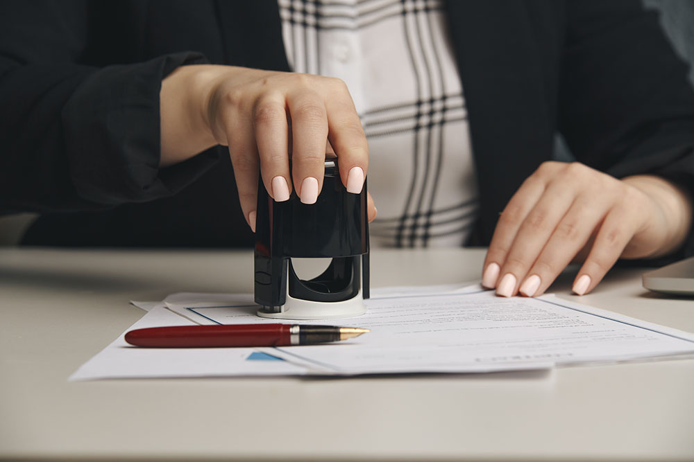female notary stamping agreement